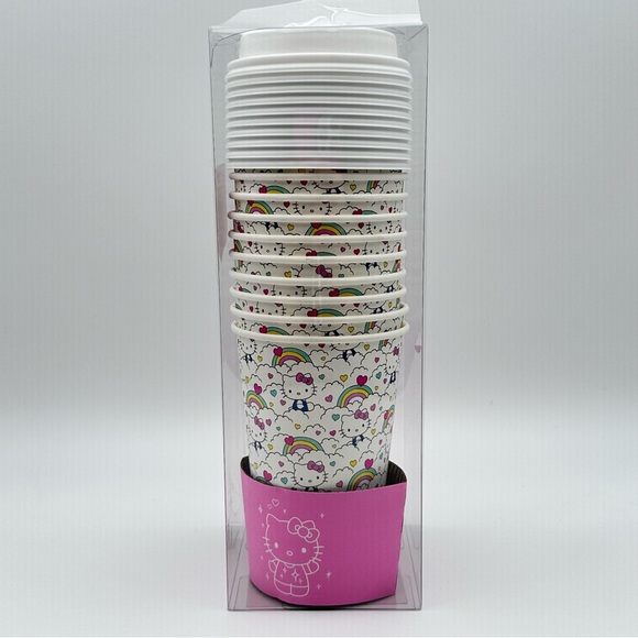 Sanrio Hello Kitty Hot Cup with Lids and Sleeves - Set of 10 - Picture 2 of 5
